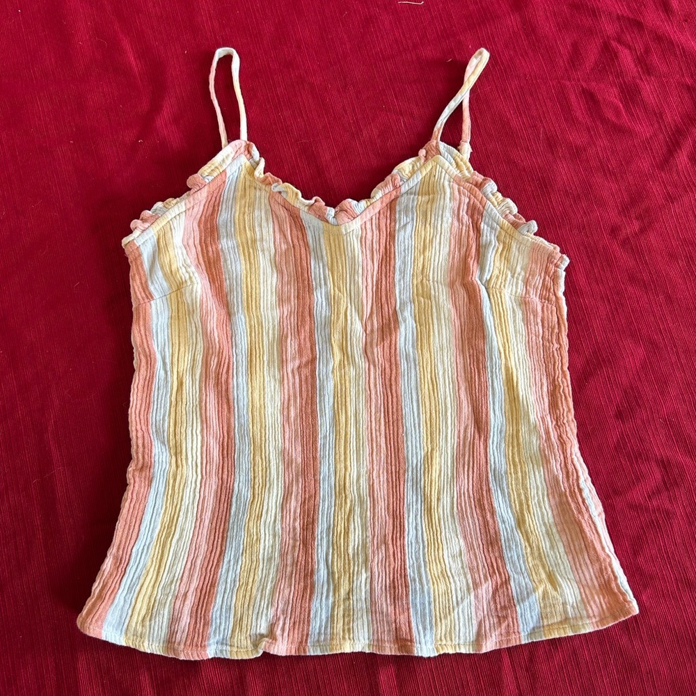 Ana (a new approach) orange yellow white striped camisole tank top